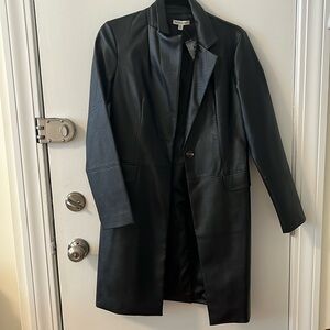 Black leather trench coat